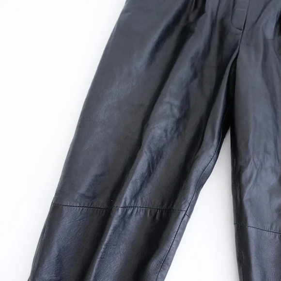 Vintage The Ole  Hide House Black Leather Straight Leg Pants Size 6 - Picture 6 of 11